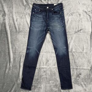 Rag & Bone Jeans Womens 28 Blue Dark Wash Skinny Ankle Zip Slim Fit Stretch